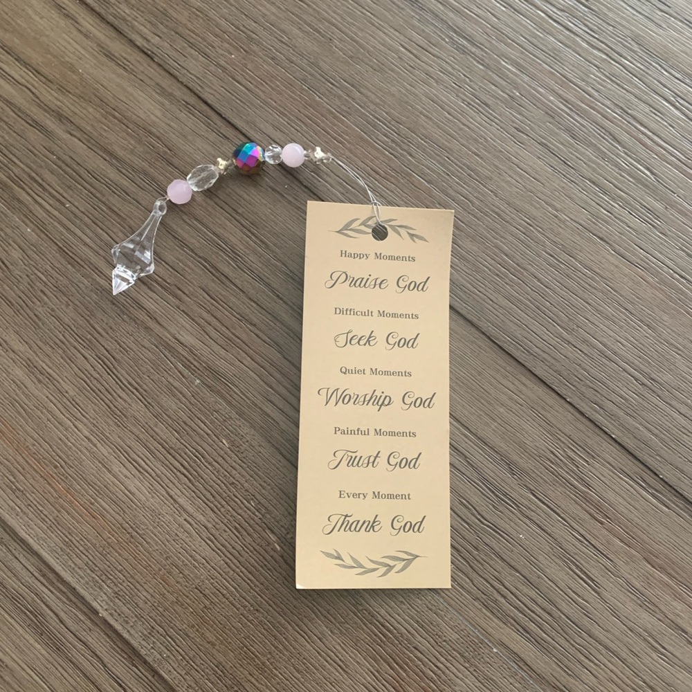 Bookmark Charm Pink Iridescent Crystal Accents religious